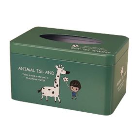 Tinplate Tissue Box Holder Cartoon Facial Napkin Tissue Box Cover for Home Office Bar
