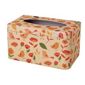 Tinplate Tissue Box Holder Rural Style Facial Napkin Tissue Box Cover for Home Office Bar - Flower Birds