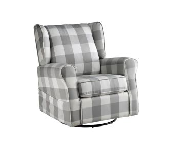 Fabric Upholstered Swivel Chair with Glider, Gray