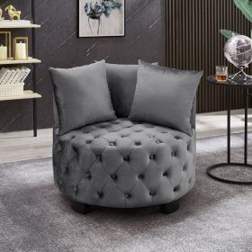 Contemporary Upholstered Tufted Leisure Chair Accent Chair,Dark Gray