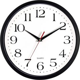 Black Wall Clock Silent Non Ticking