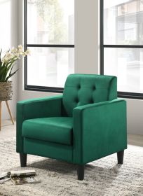 Hale 27.5" Green Velvet Accent Armchair with Tufting