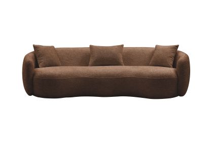 Mid Century Modern Curved Living Room Sofa, Boucle Fabric Couch for Bedroom, Office, Apartment, Brown