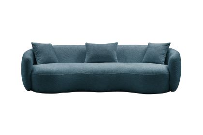 Modern Curved Sofa, Boucle Fabric Couch for Bedroom, Office, Apartment Blue