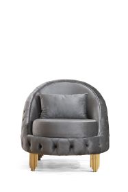 Chair with Fabric button-tufted velvet upholstery Finish in Grey