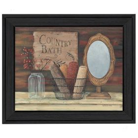 "Country Bath" By Pam Britton, Printed Wall Art, Ready To Hang Framed Poster, Black Frame