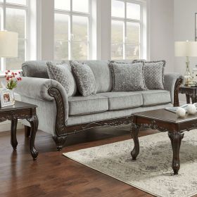 Hernen Carved Wood Frame Sofa