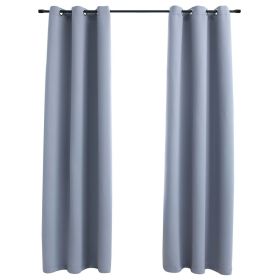 Blackout Curtains with Rings 2 pcs Gray 37"x84" Fabric