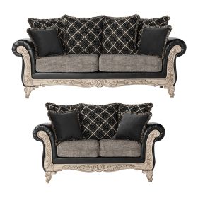 San Marino 2-Tone Fabric Wooden Frame Sofa and Loveseat Set