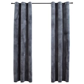 Blackout Curtains with Rings 2 pcs Anthracite 37"x63" Velvet