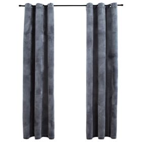 Blackout Curtains with Rings 2 pcs Anthracite 37"x84" Velvet