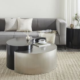 Modern & Contemporary Style Coffee Table Made with Iron Sheet Frame in Black & Silver