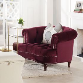 La Rosa Victorian Tufted Upholstered Accent Chair, Burgundy Velvet