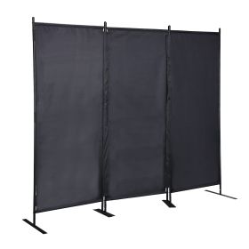 6 Ft Modern Room Divider, 3-Panel Folding Privacy Screen w/ Metal Standing, Portable Wall Partition, Black