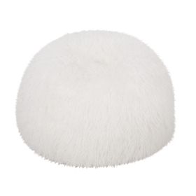 Mandana 3 Foot Rounded Faux Fur Bean Bag, White