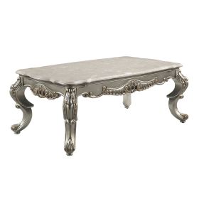 Miliani Natural Marble Top & Antique Bronze Finish Coffee Table W/Marble Top