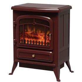 HOMCOM 22" Electric Fireplace Heater, Freestanding Fire Place Stove with Realistic LED Flames and Logs, and Overheating Protection, 725W/1450W, R