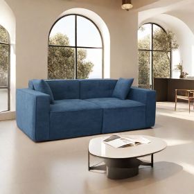 Full Foam Compression Sofa, Modern Sofa Couch, 2-3 Seat Mid Century Indoor Couch, Exquisite Upholstered Loveseat for Living Room,Bedroom,Apartmen (Color: dark blue)