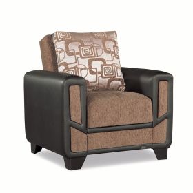 PrimeNest PulseCraft Modern Collection Upholstered Convertible Armchair with Storage (Color: as Pic)