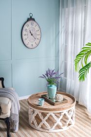 18" x 29" Antique White Oval Wall Clock, Traditional Vintage Home Decor Clock (Color: as Pic)