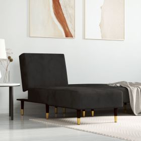 Chaise Longue Black Velvet (Color: Black)