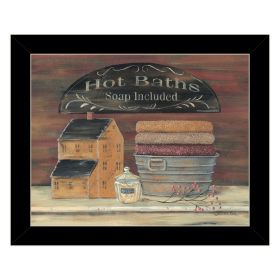 "HOT BATH" by Pam Britton, Ready to Hang Framed Print, Black Frame (Color: as Pic)