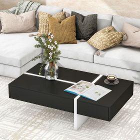 ON-TREND Contemporary Rectangle Design Living Room Furniture, Modern High Gloss Surface Cocktail Table, Center Table for Sofa or Upholstered Chai (Color: as Pic)