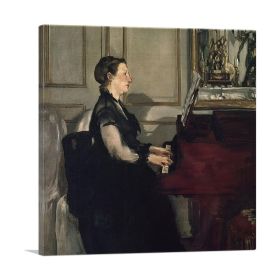 Madame Manet at the Piano 1883 (Type: Standard Framed Canvas Print, size: 24" x 24" / 60cm x 60cm (approx))