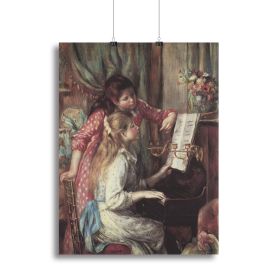 Young girls at the piano 2 by Renoir Canvas Print or Poster (Type: Standard Framed Canvas Print, size: X-Large (28" x 20"))