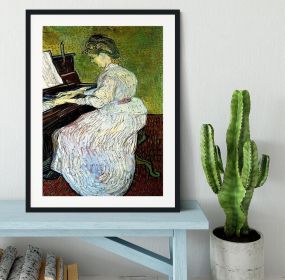 Marguerite Gachet at the Piano by Van Gogh Framed Print (Color: Black/With White Edging, size: 18" x 12" / 48cm x 30cm (approx))