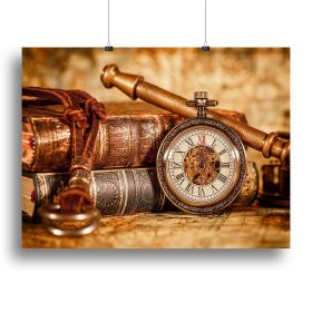 Vintage Antique pocket watch Canvas Print or Poster (Type: Poster Print, size: 40" x 26" / 100cm x 65cm (approx))